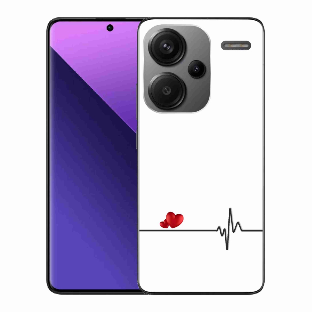 Gél borító mmCase a Xiaomi Redmi Note 13 Pro+ 5G számára - szív és szívverés fehér háttérrel