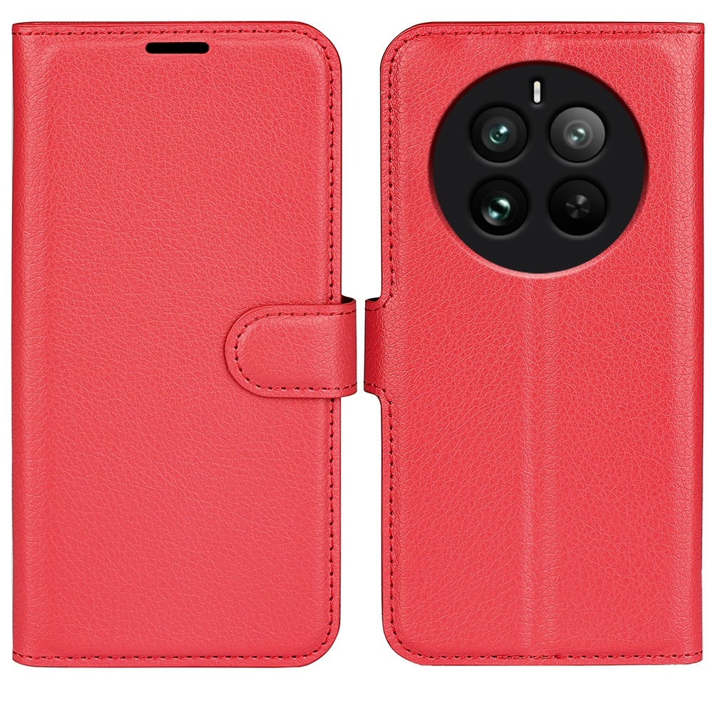 Litchi könyvtáska a Realme 12 Pro 5G/12 Pro+ 5G 12 Pro+ 5G készülékhez - piros