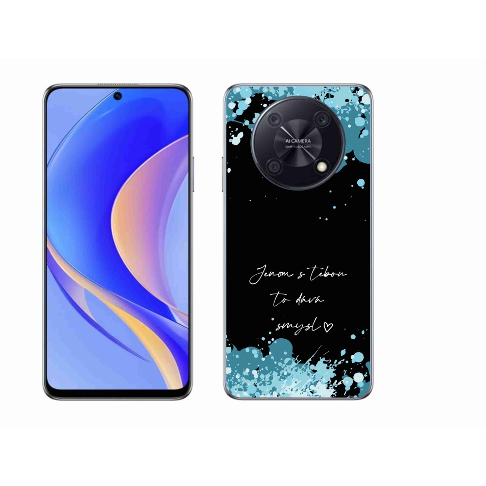 Gél borító mmCase a Huawei Nova Y90-en - szöveg szerelemben fekete háttérrel