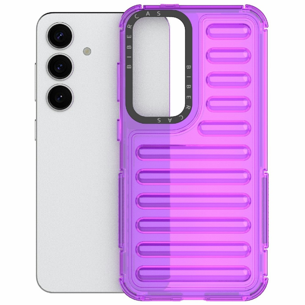 Csíkos tartós borító Samsung Galaxy S25 készülékhez - lila