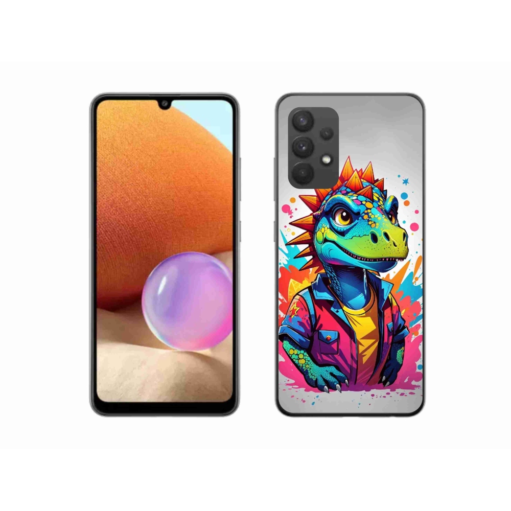 Zselés borítás mmCase Samsung Galaxy A32 4G - színes dinoszauruszokhoz