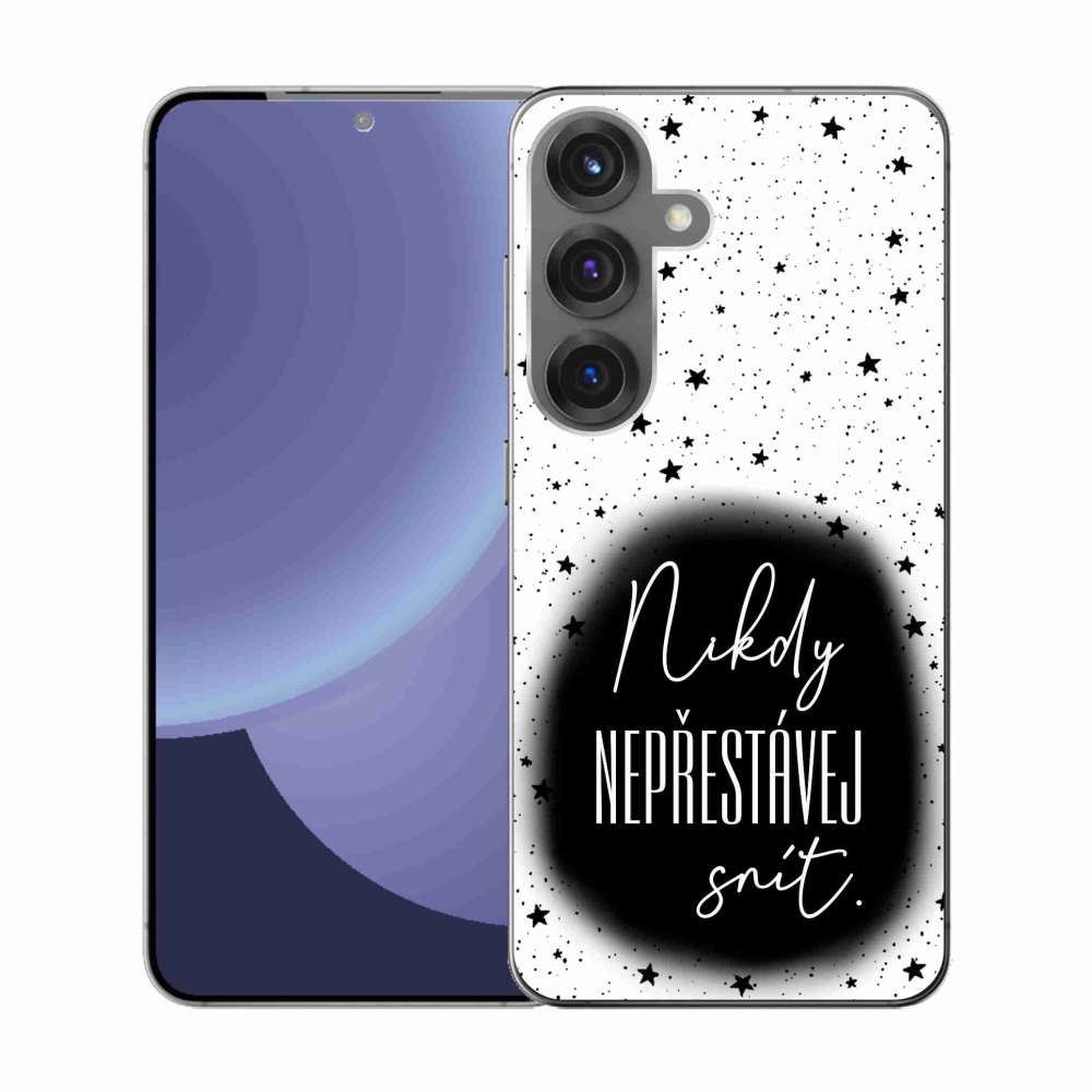 Gél borítás mmCase Samsung Galaxy S25 - idézet 1 fekete és fehér háttérrel