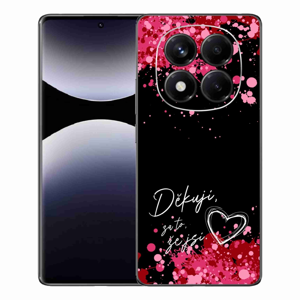 Gél borító mmCase a Xiaomi Redmi Note 14 Pro készülékhez - text in love 2 fekete háttérrel