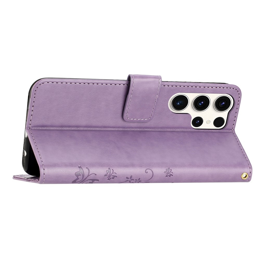 Virágok könyv tok Samsung Galaxy S25 Ultra készülékhez - világos lila