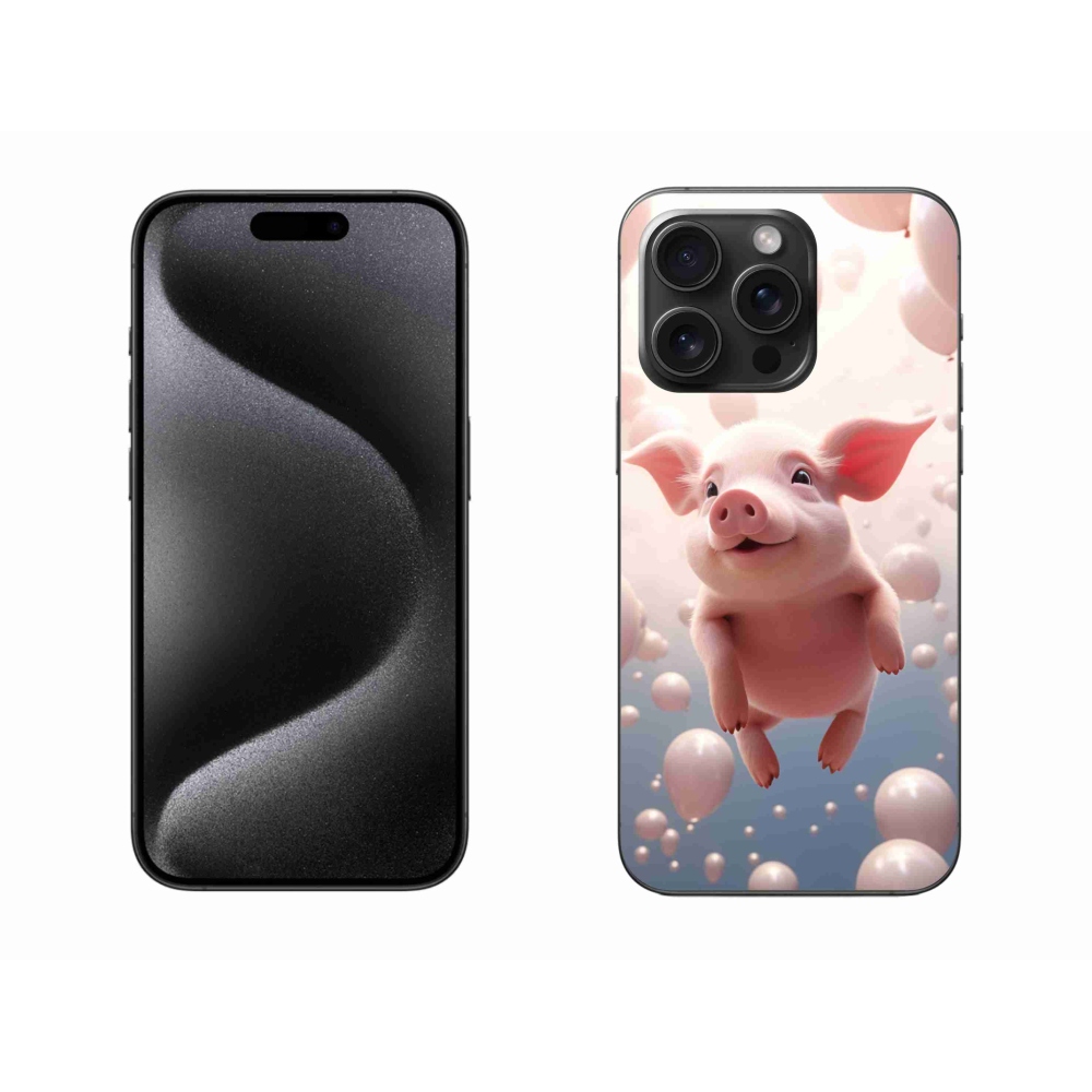 Gél borítás mmCase iPhone 15 Pro Max készülékhez - malacka lufikkal