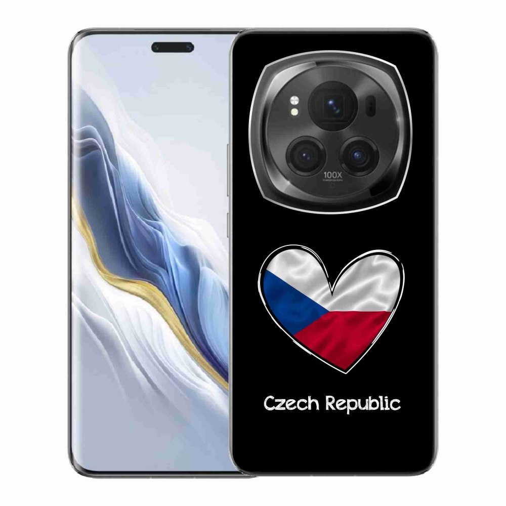 Gél borító mmCase a Honor Magic 6 Pro 5G számára - Szív zászló fekete háttér