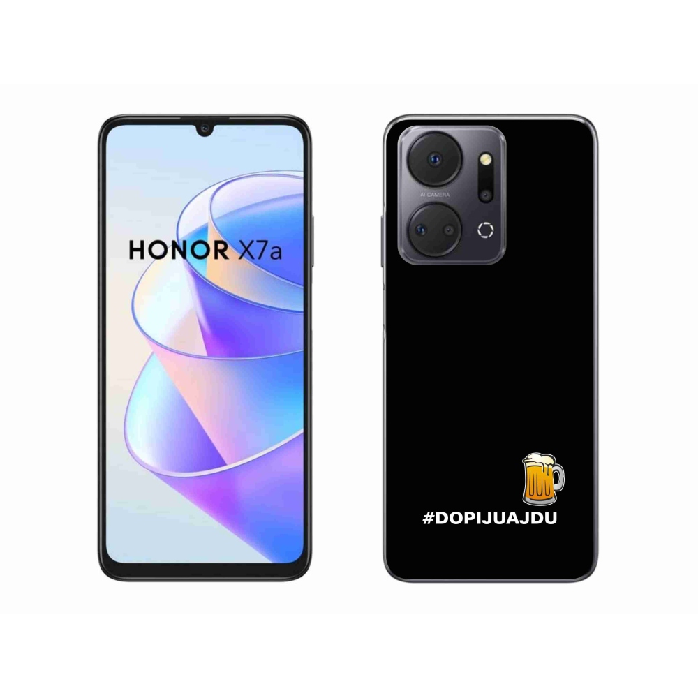 Gél borítás mmCase a Honor X7a számára - sör motívum 1 fekete háttérrel