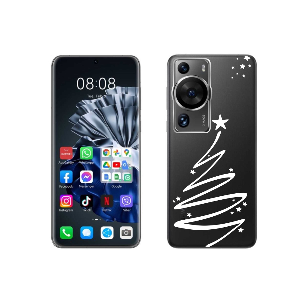 Gél borító mmCase a Huawei P60 Pro készülékhez - fehér fa átlátszó háttéren