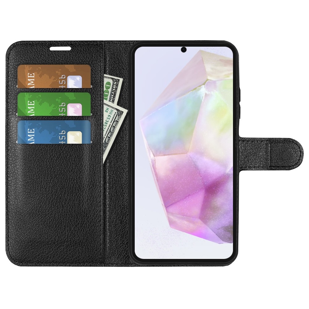 Litchi könyv tok Samsung Galaxy A36 5G - fekete