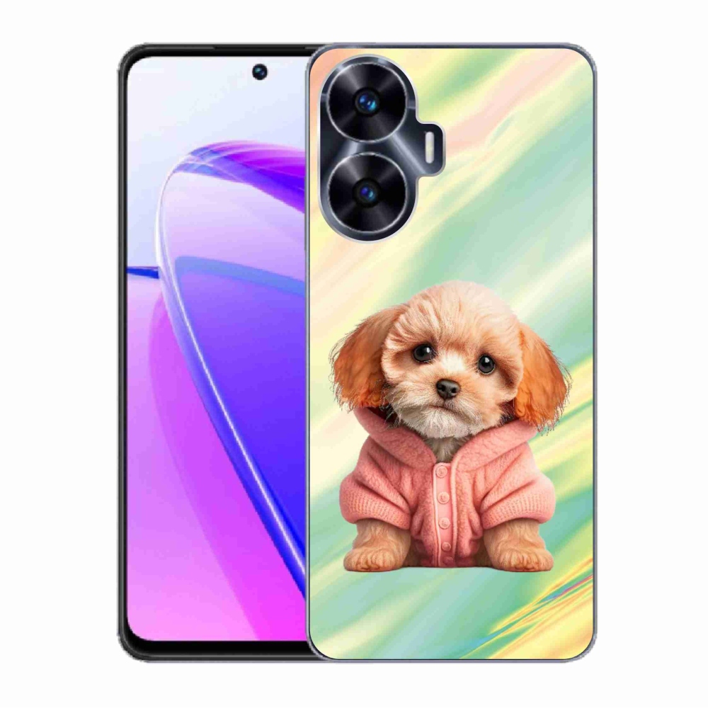 Gél borítás mmCase a Realme C55 készülékhez - kiskutya pulóverben