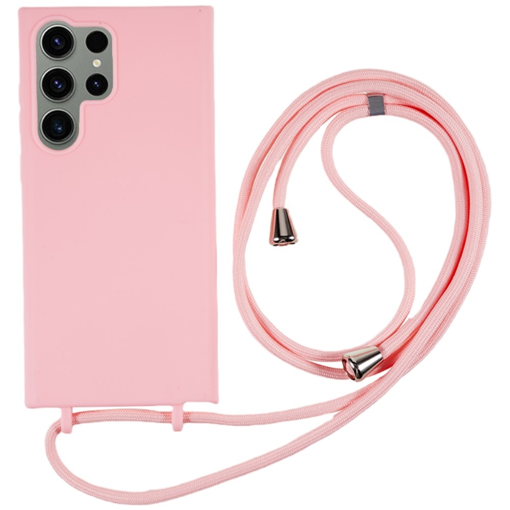 Zsinórral ellátott zselés tok Samsung Galaxy S25 Ultra készülékhez - rózsaszín