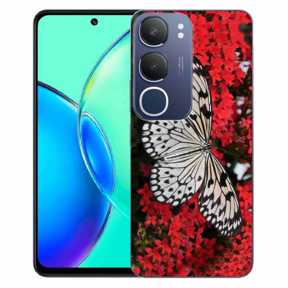 Gél védőhuzat mmCase a Vivo Y19s készülékhez - fekete-fehér pillangó 1