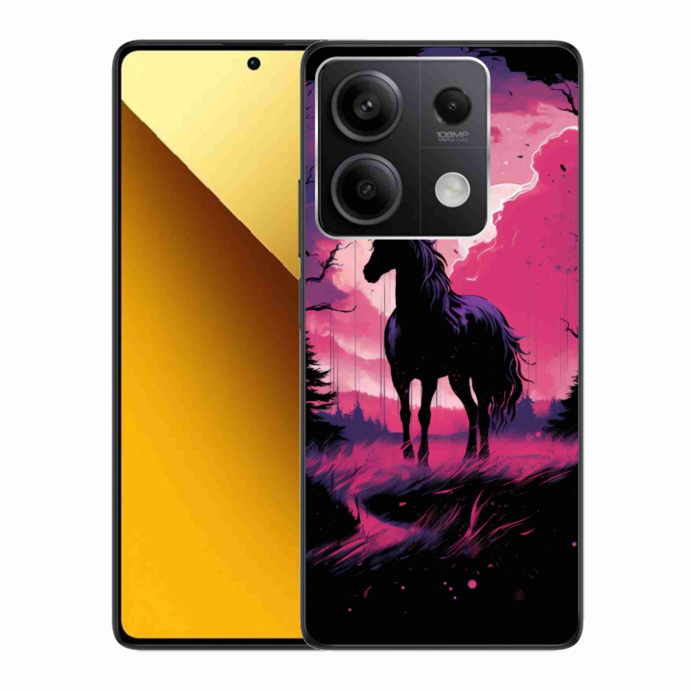 Gél borítás mmCase a Xiaomi Redmi Note 13 5G - fekete rajzfilm ló 1