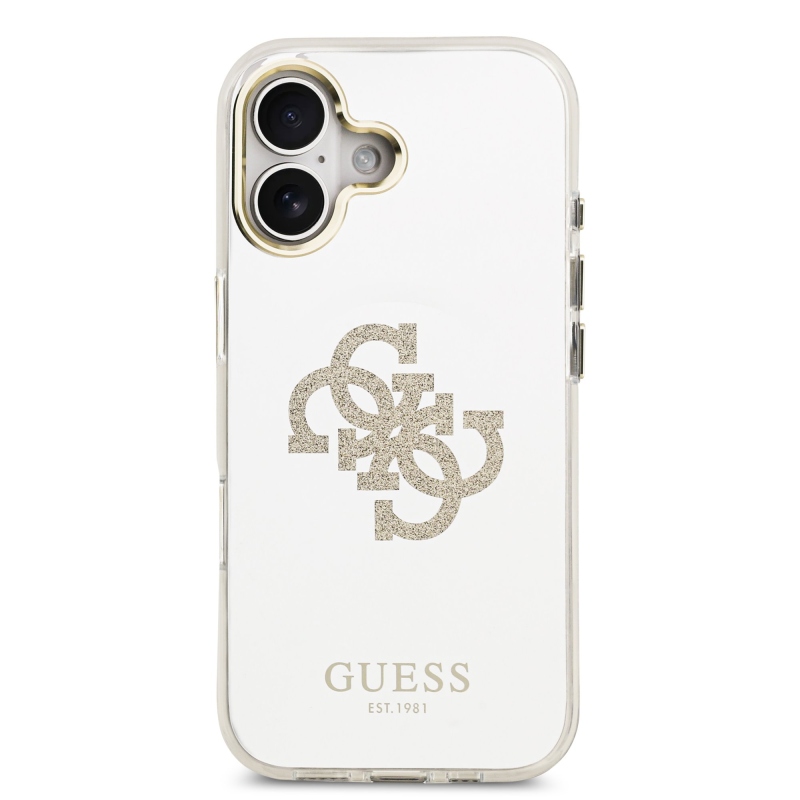 Guess PC/TPU Mirror 4G Glitter Logo MagSafe hátlap az iPhone 17 arany színű készülékhez