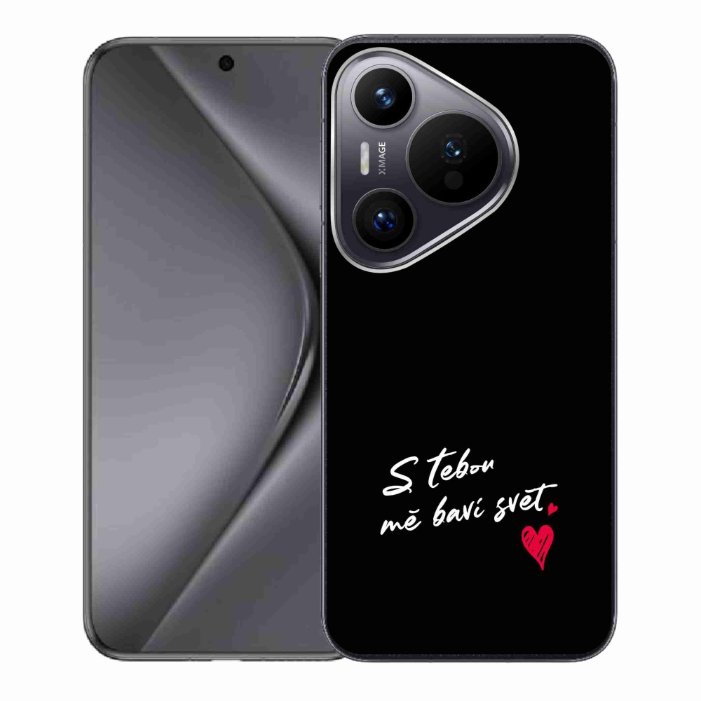 Gél borító mmCase a Huawei Pura 70 készülékhez - szerelmes szöveg 1 fekete háttér