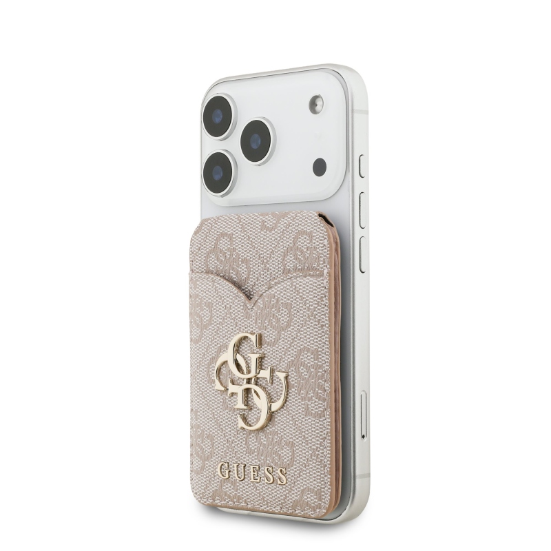 Guess PU 4G Mirror MagSafe Cardslot pénztárca állvánnyal rózsaszínű