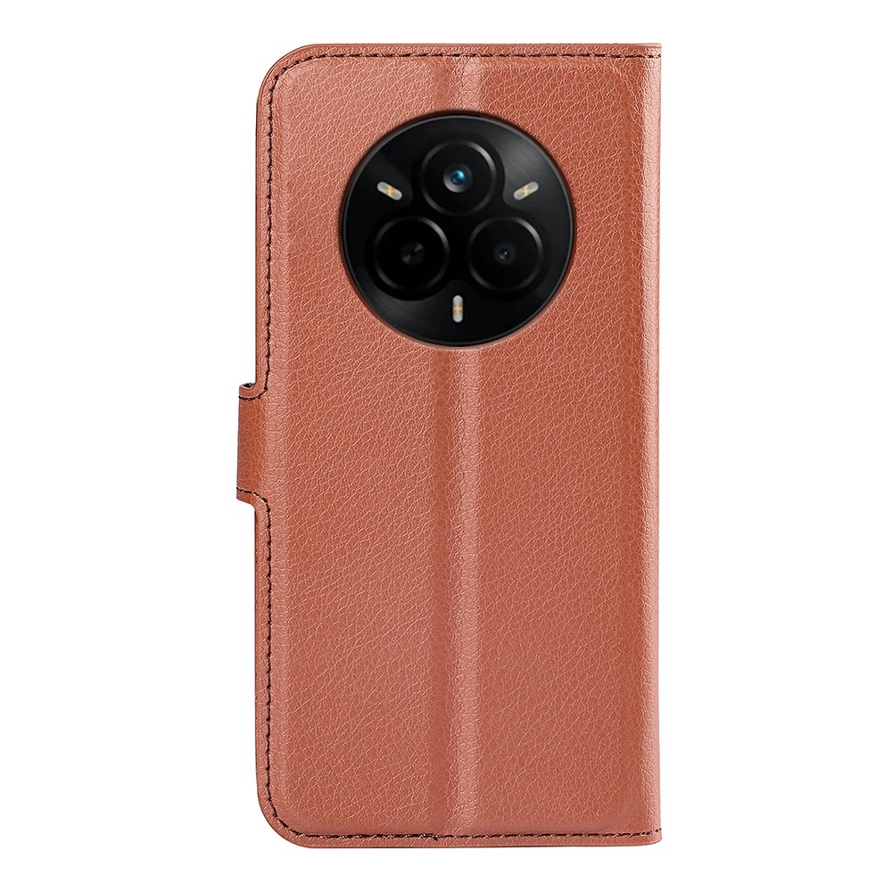 Litchi könyvtáska a Realme 14 Pro+ 5G készülékhez - barna