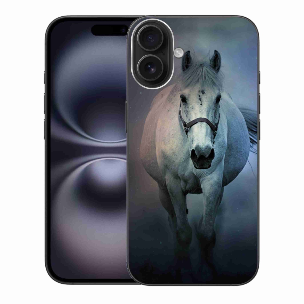 Gél tok mmCase iPhone 16 Plus készülékhez - futó fehér ló