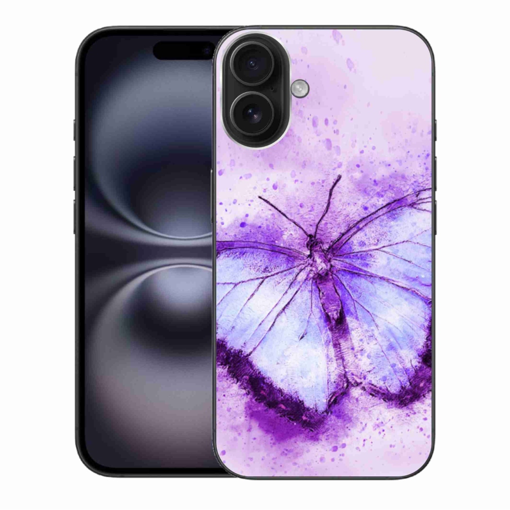Zselés borítás mmCase iPhone 16 Plus készülékhez - lila pillangó