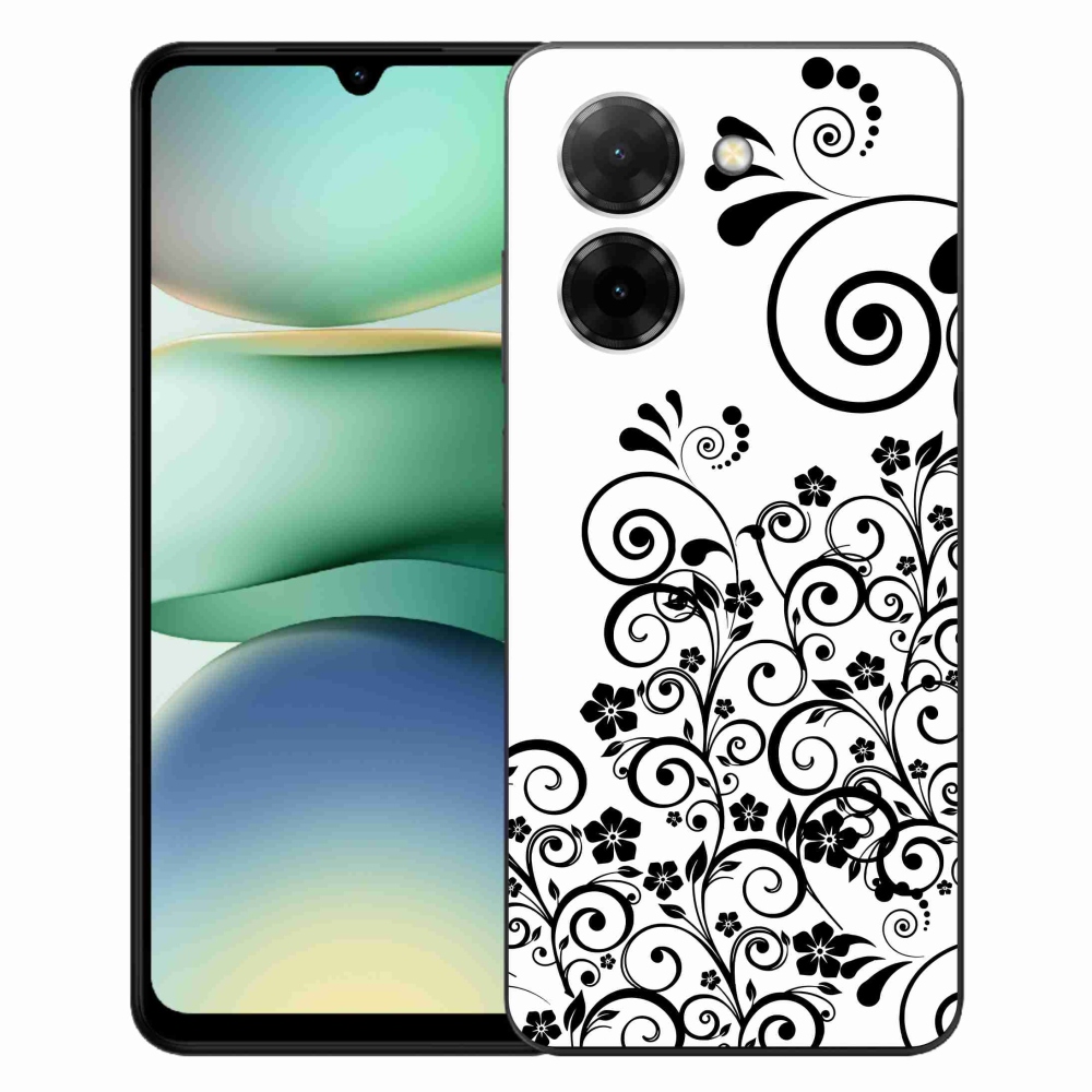 Gél borítás mmCase a Xiaomi Redmi A5 (171.7x77.8x8.3mm) - fekete és fehér virágmintás tokhoz