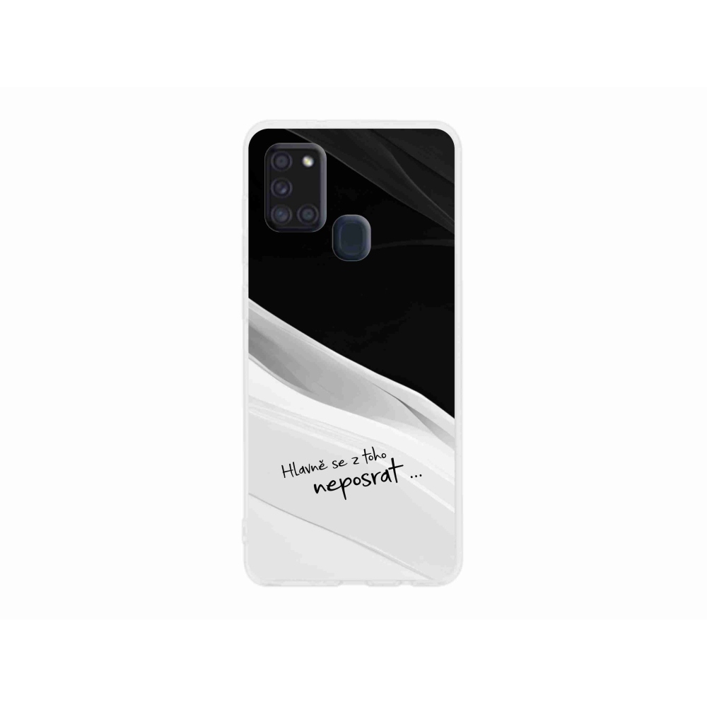 Gél borító mmCase Samsung Galaxy A21s készülékhez - vicces szöveg 13 fehér és fekete háttérrel