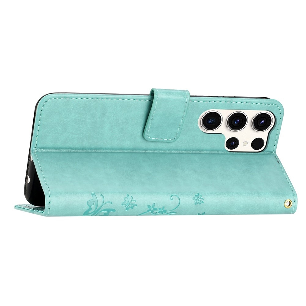 Virágok könyv tok Samsung Galaxy S25 Ultra - teal - teal