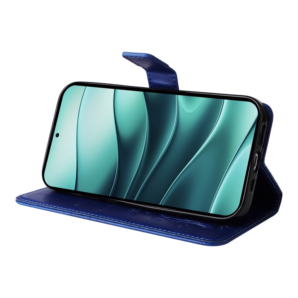 Nagy pillangó könyv tok a Xiaomi Redmi Note 14 5G-hez - kék