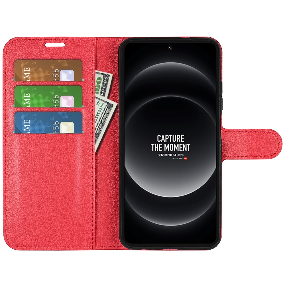 Litchi könyv tok a Xiaomi 14 Ultra-hoz - piros