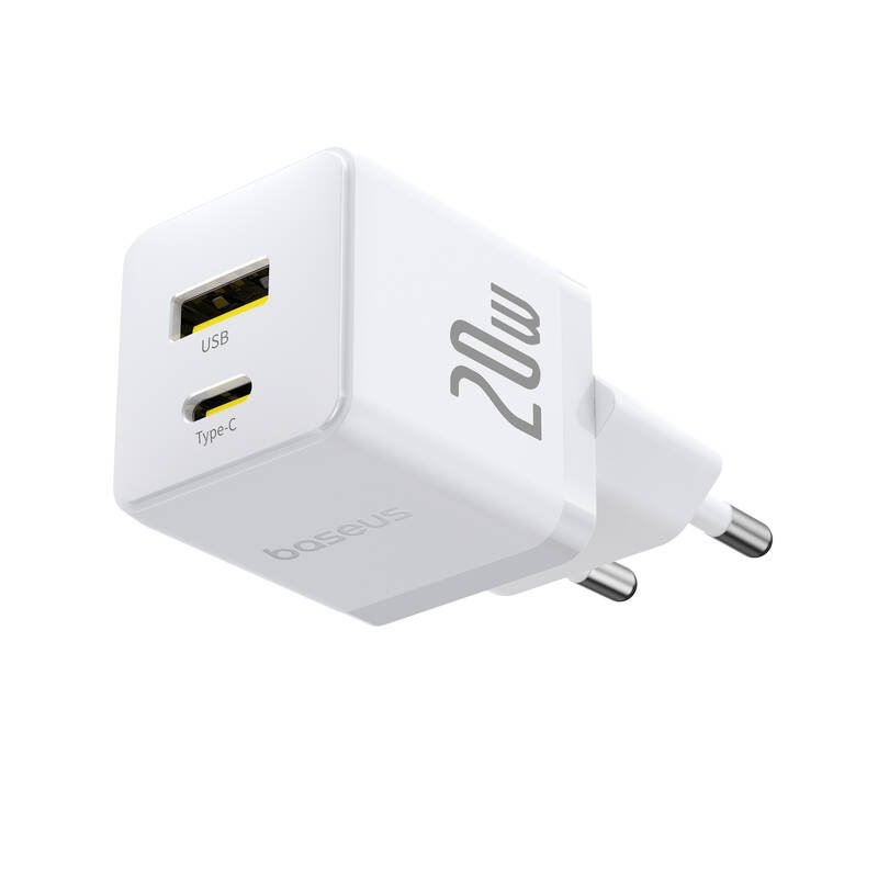 Baseus Palm Gyorstöltő USB-A + USB-C 20W Fehér
