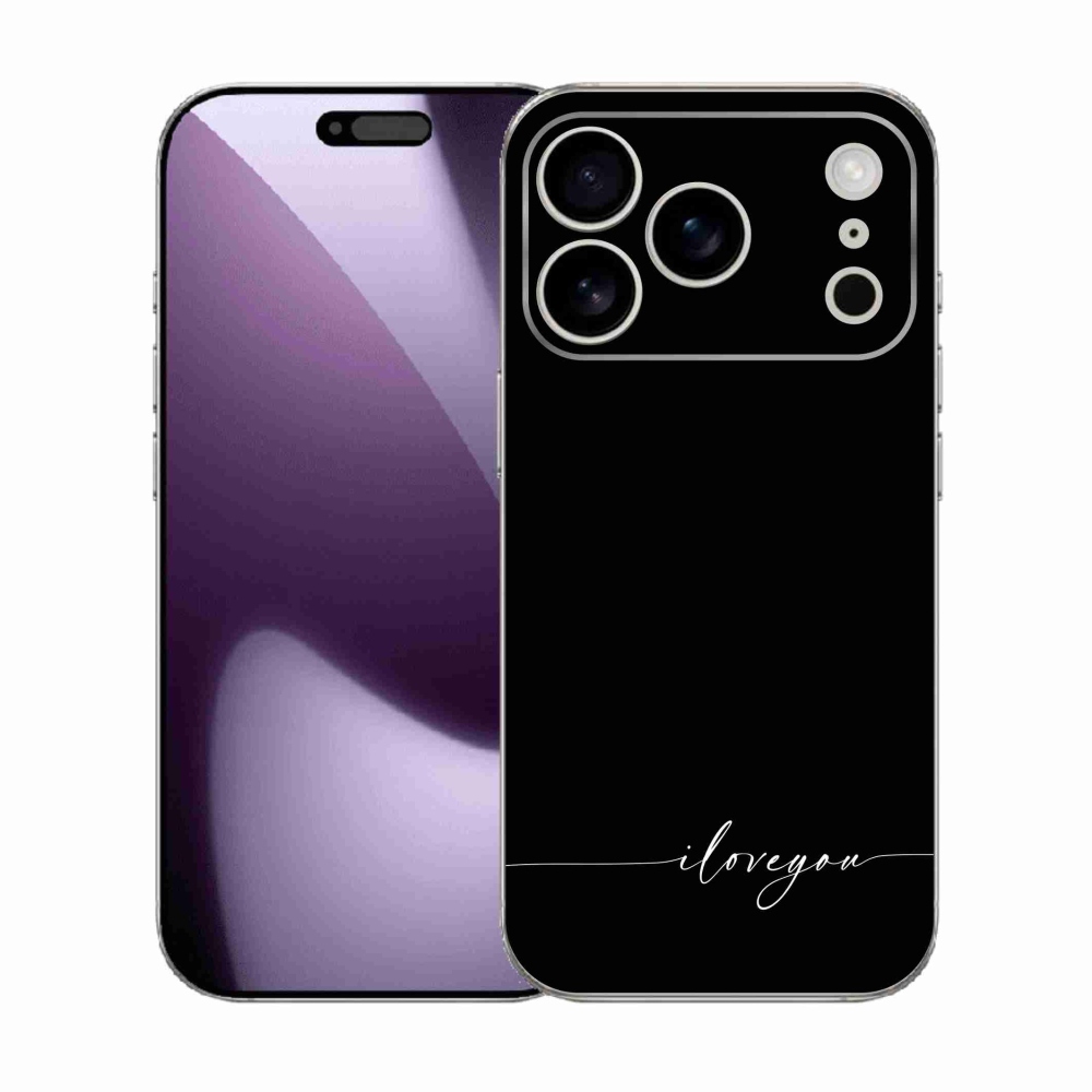 Gél borítás mmCase iPhone 17 Pro készülékhez - Szeretlek fekete háttérrel