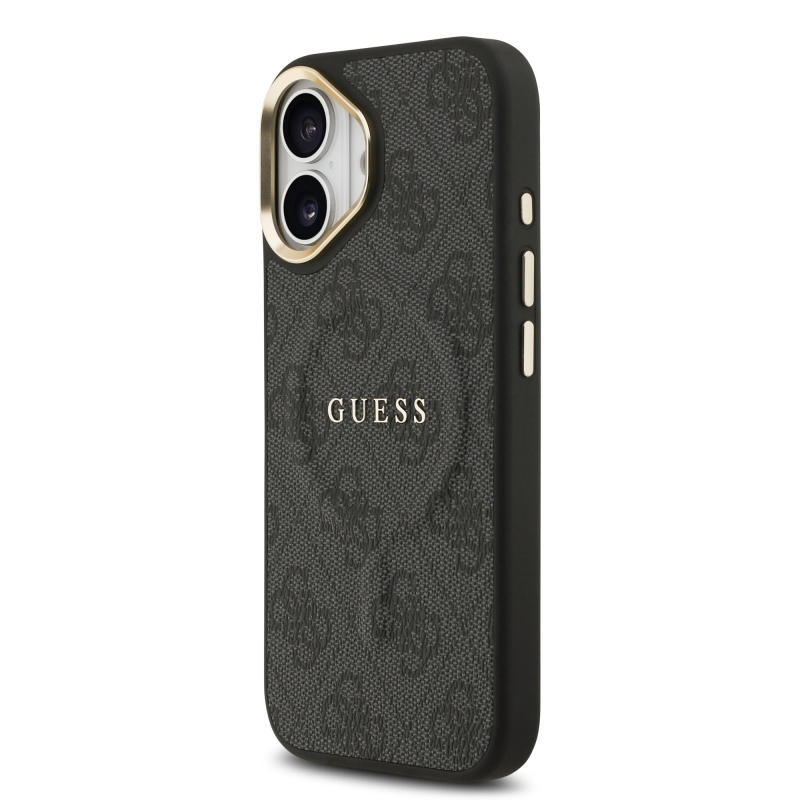 Guess PU bőr 4G aranykeret MagSafe hátlap iPhone 17 Fekete