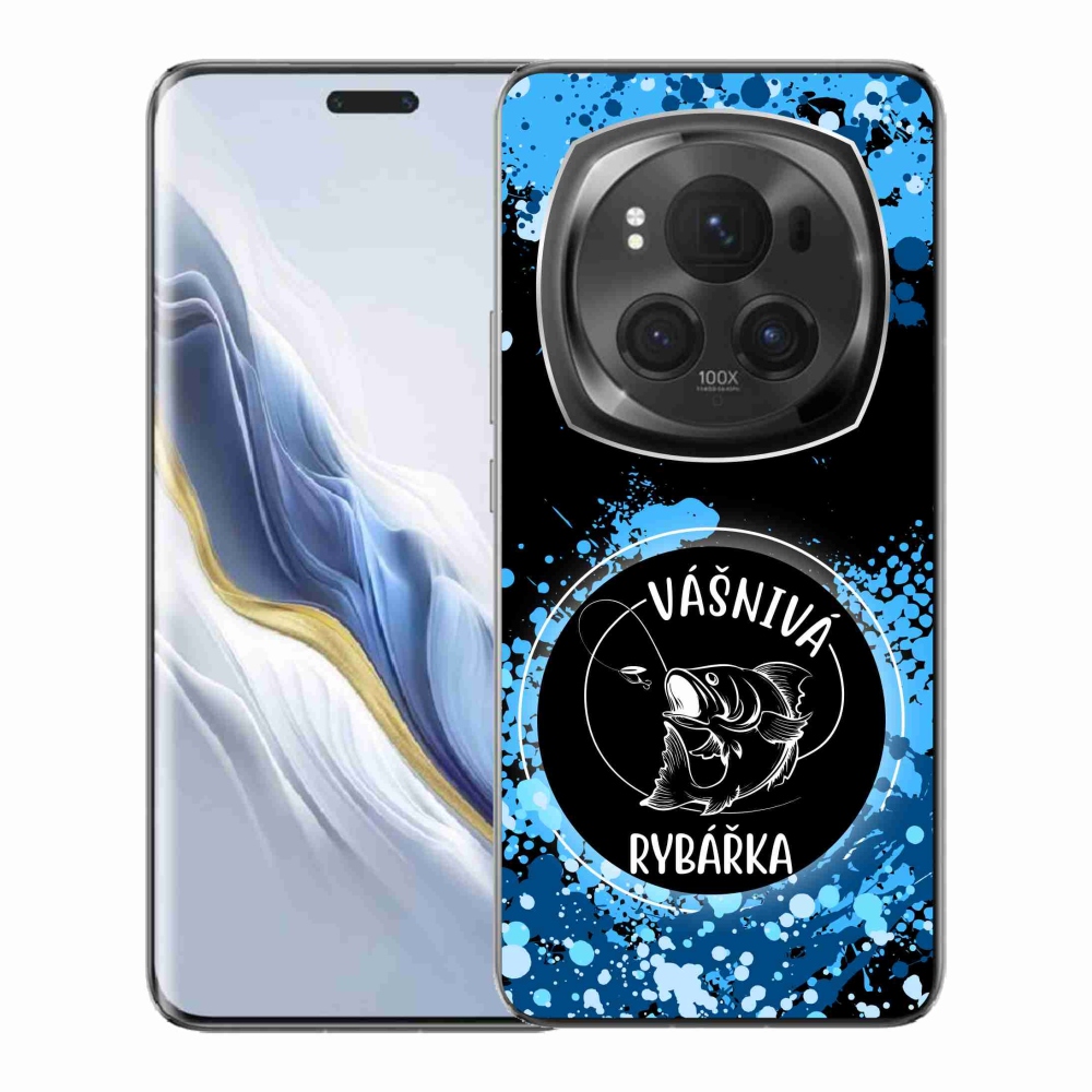 Gél borító mmCase a Honor Magic 6 Pro 5G készülékhez - szenvedélyes halásznő fekete háttérrel