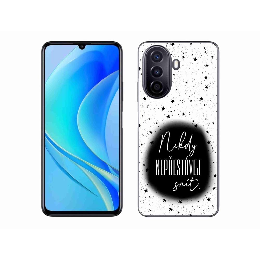 Gél borító mmCase a Huawei Nova Y70-en - idézet 1 fekete és fehér háttérrel