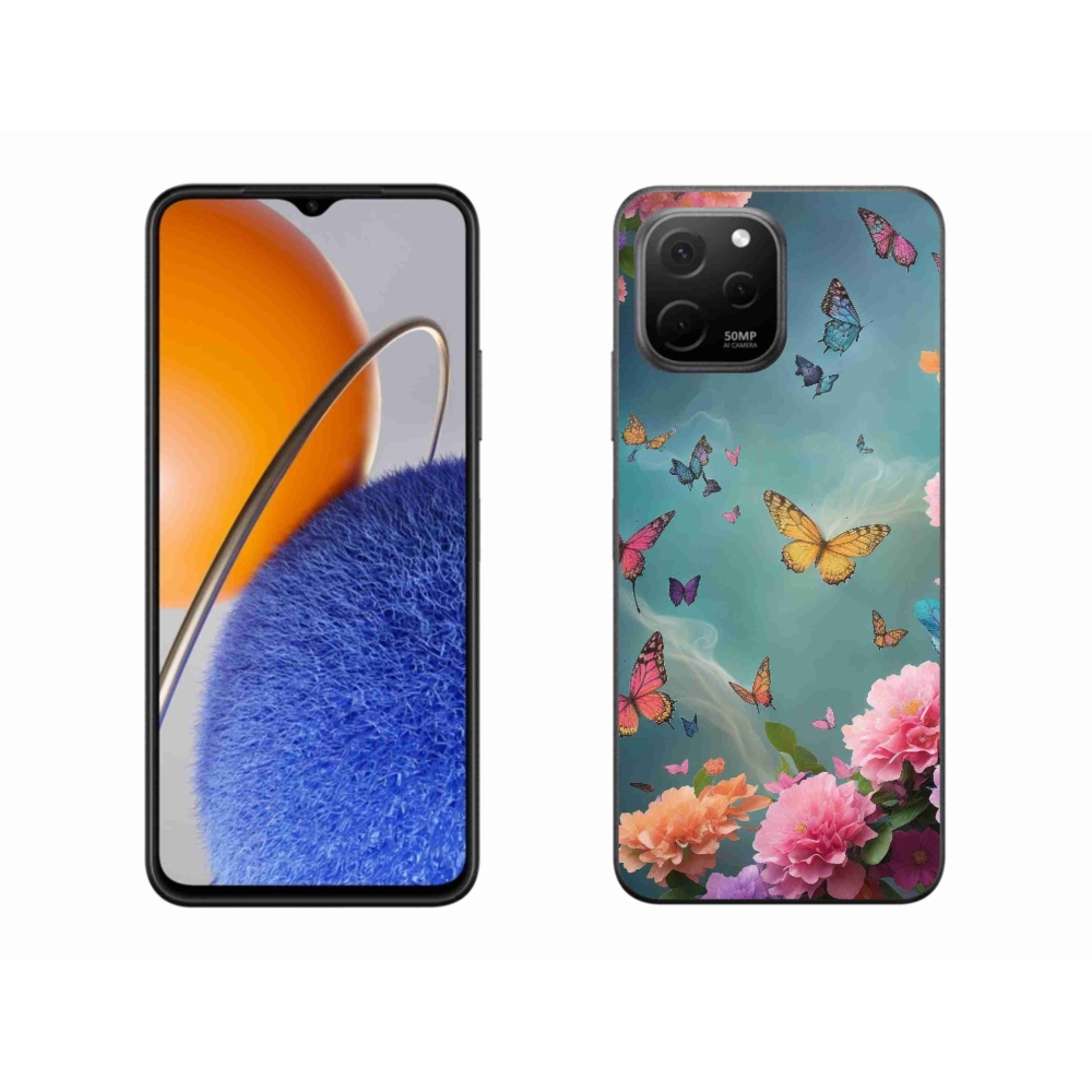 Gél borító mmCase a Huawei Nova Y61 készülékhez - színes virágok és pillangók