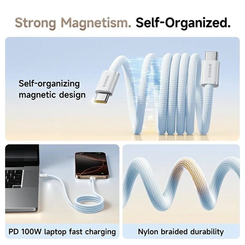 Baseus Dynamic 4 Pro sorozatú USB-C adatkábel - USB-C 100W 1m Galaxy kék