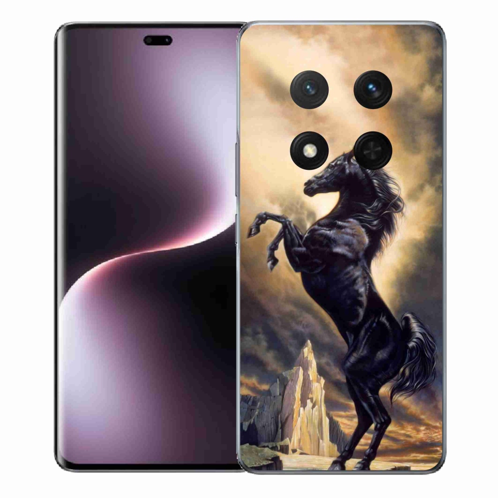 Zselés borítás mmCase a Honor Magic 7 Lite 5G számára - fekete rajzfilm ló