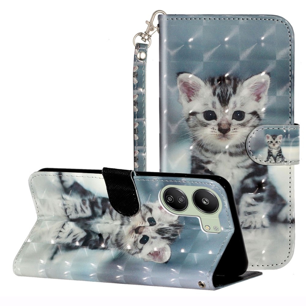 Dekorációs könyv tok Xiaomi Poco C65/Redmi 13C 4G/5G - macska