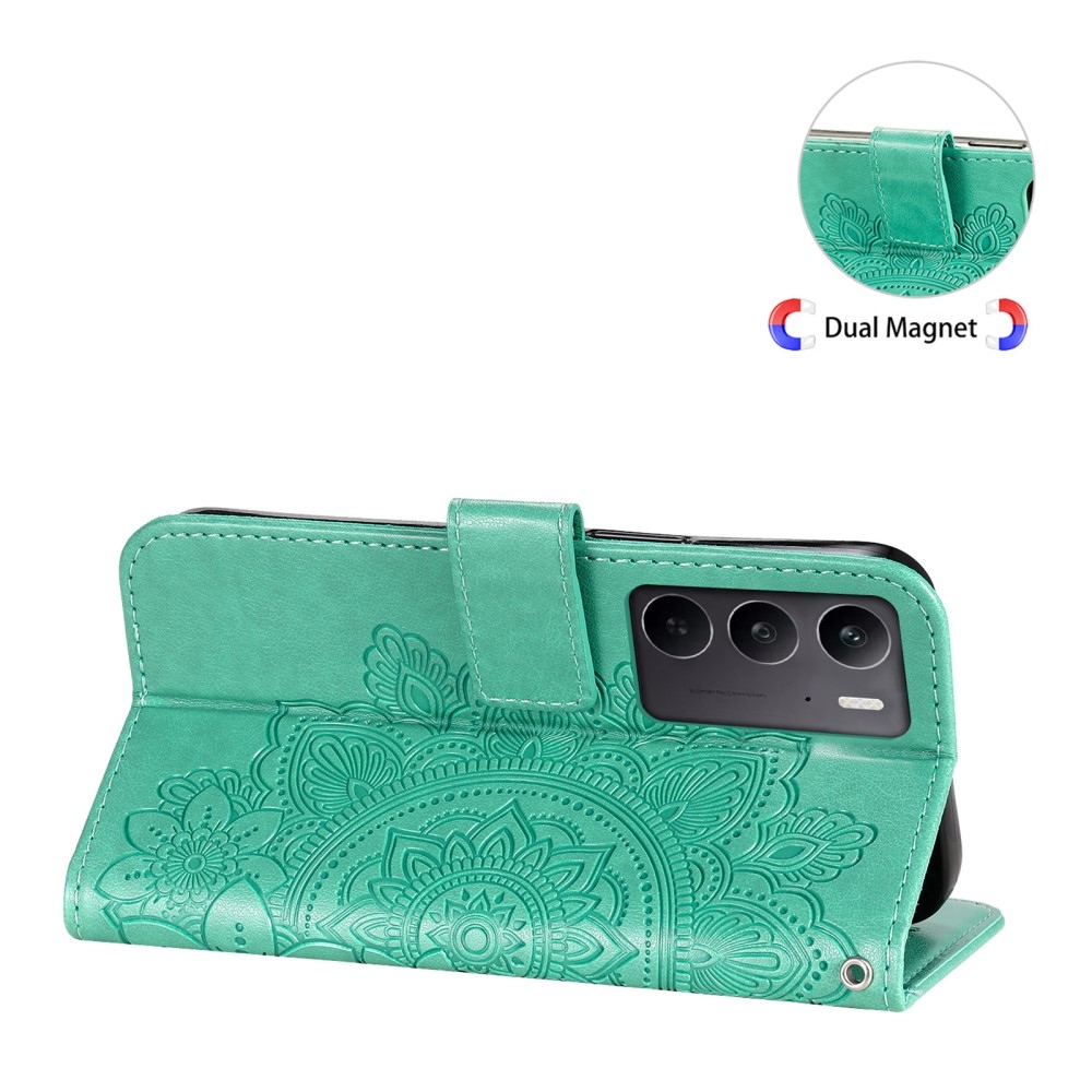 Mandala könyvtáska a Realme C75 készülékhez - teal színű