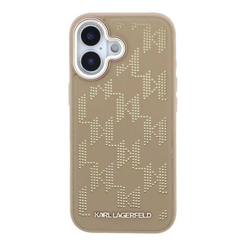 Karl Lagerfeld PU perforált Monogram MagSafe hátlap az iPhone 17-hez, bézs színben
