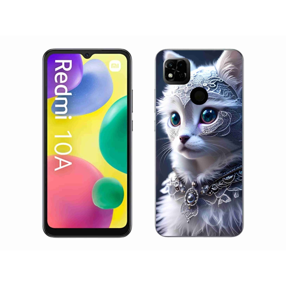Gél borítás mmCase a Xiaomi Redmi 10A számára - fehér macska