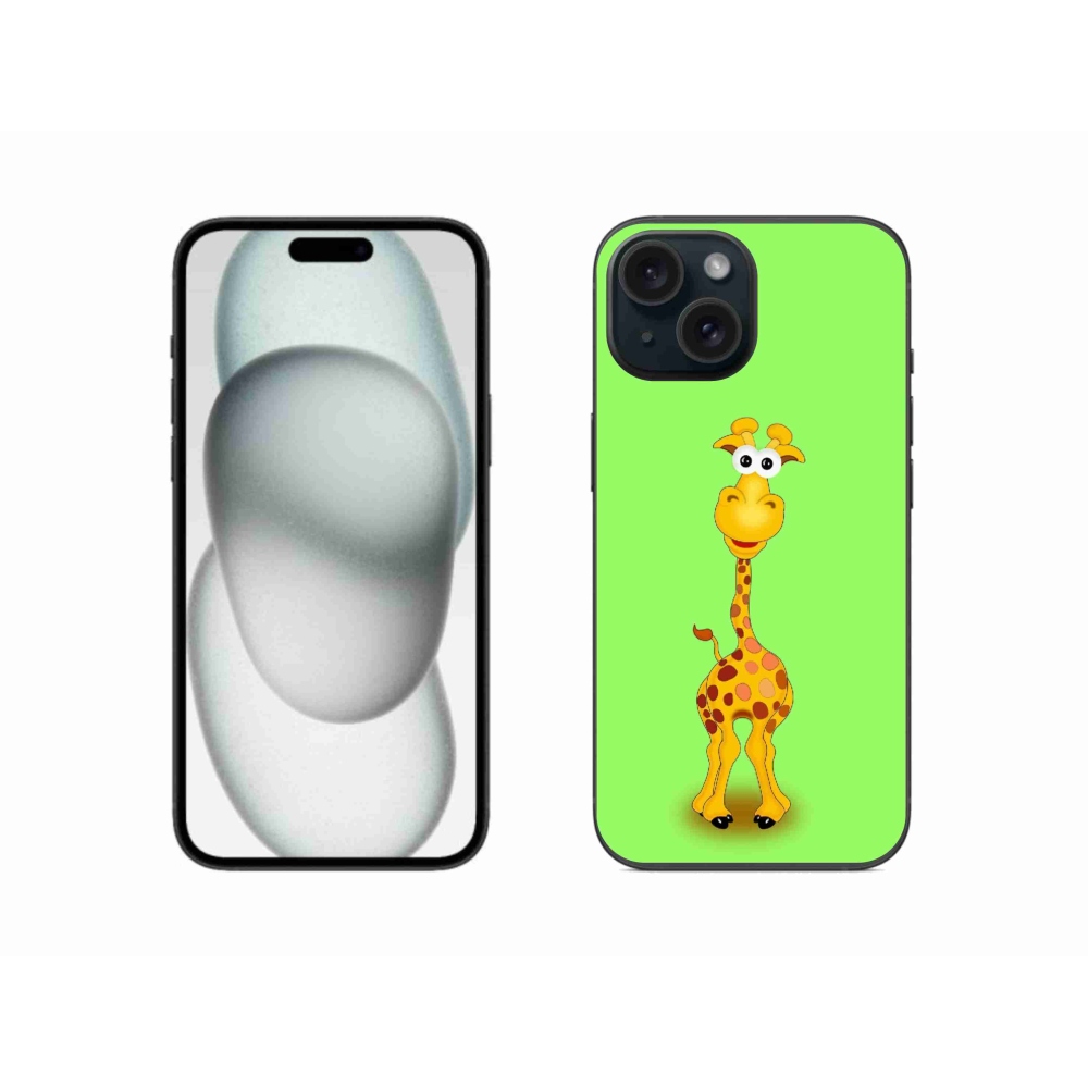Zselés borítás mmCase iPhone 15 készülékhez - rajzfilm zsiráf