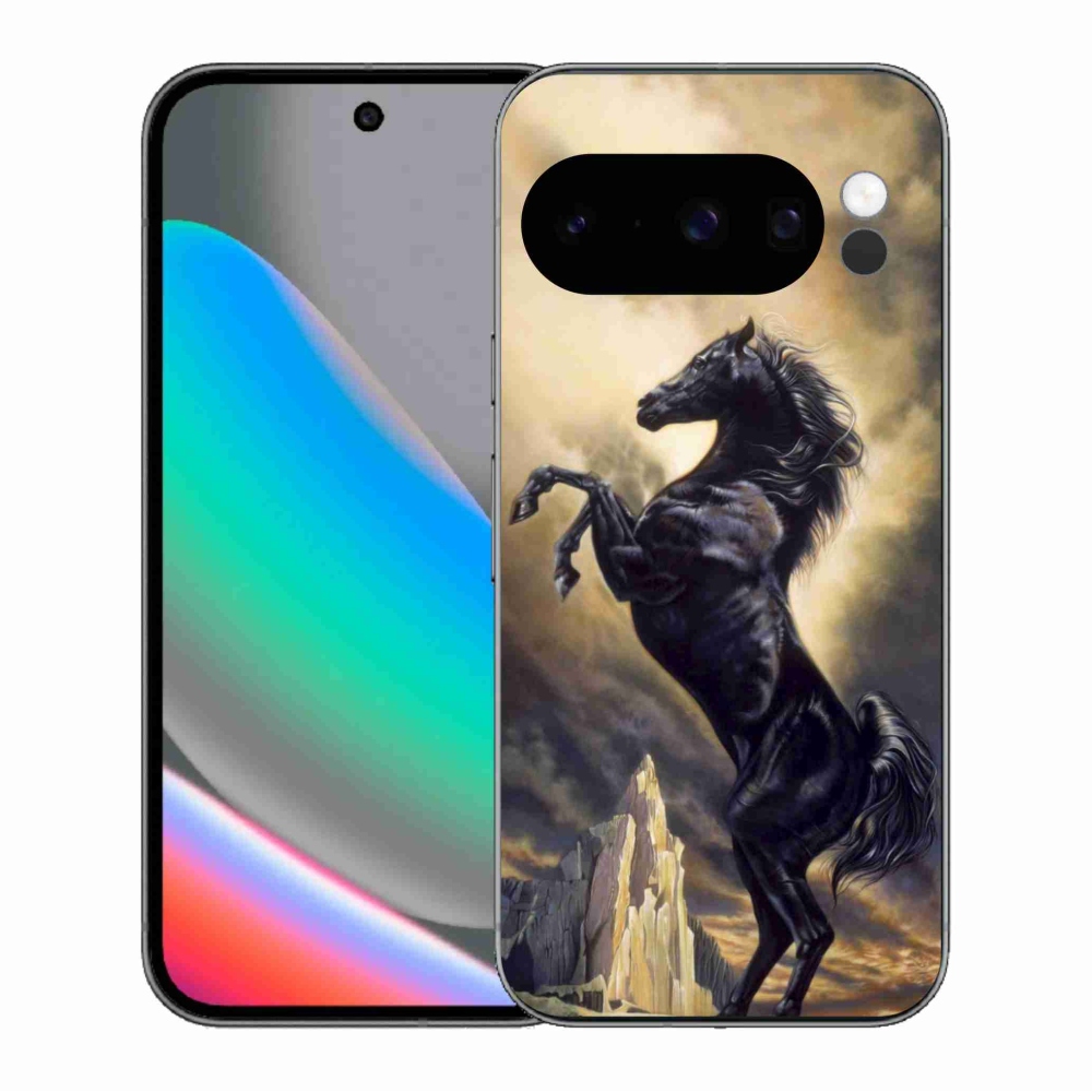 Zselés borítás mmCase a Google Pixel 10 Pro számára - fekete rajzfilm ló