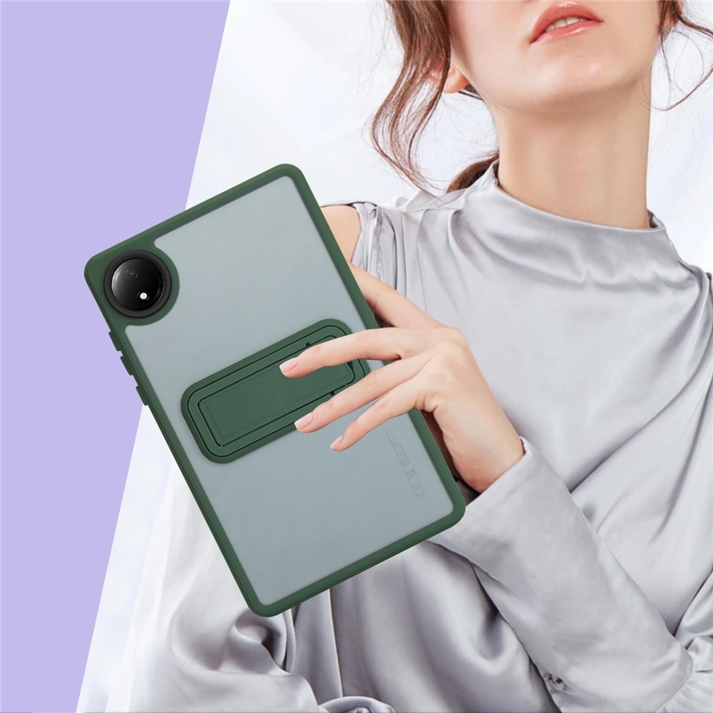 Skiny zselés tok kemény hátlappal és flip állvánnyal Xiaomi Redmi Pad SE 8.7-hez - zöld színű