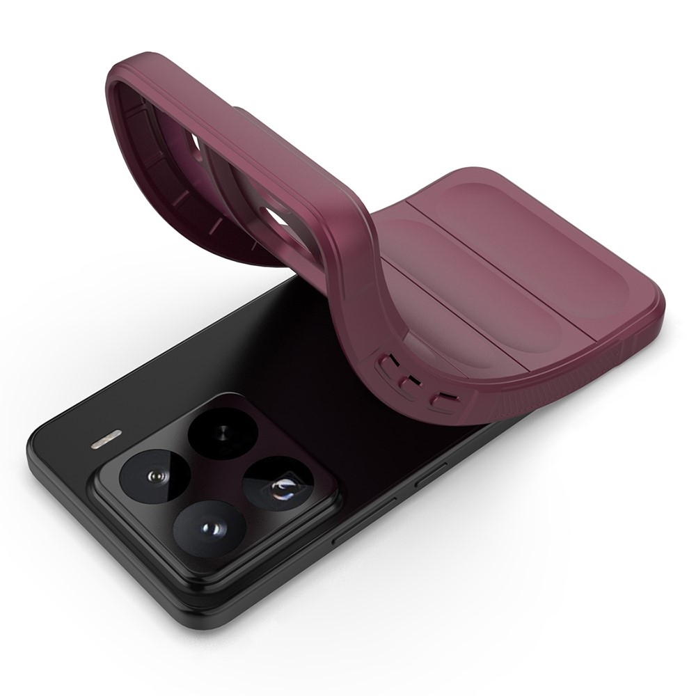 Rugg tartós zselés tok Xiaomi 15 Pro-hoz - bordó színű