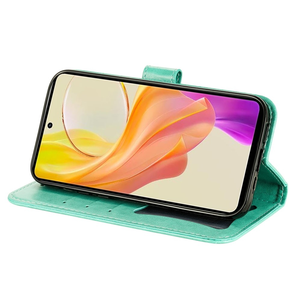 Virágos könyvtáska a Vivo Y36-hoz - teáskék színű