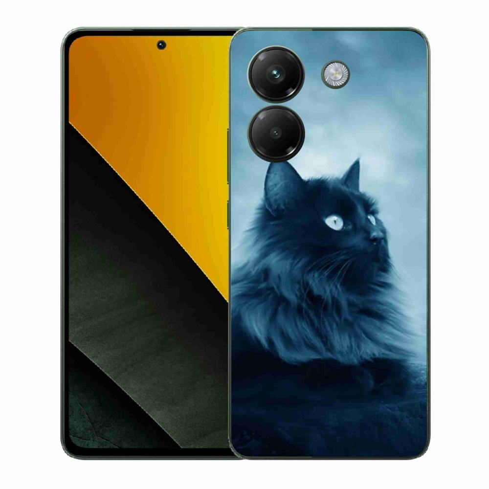 Zselés borítás mmCase a Xiaomi Poco M7 Pro 5G-hez - fekete macska 1