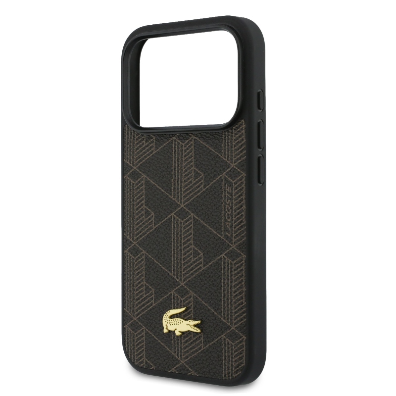 Lacoste PVC Blend MagSafe hátlap + pénztárca iPhone 17 Pro Max-hoz Barna barna