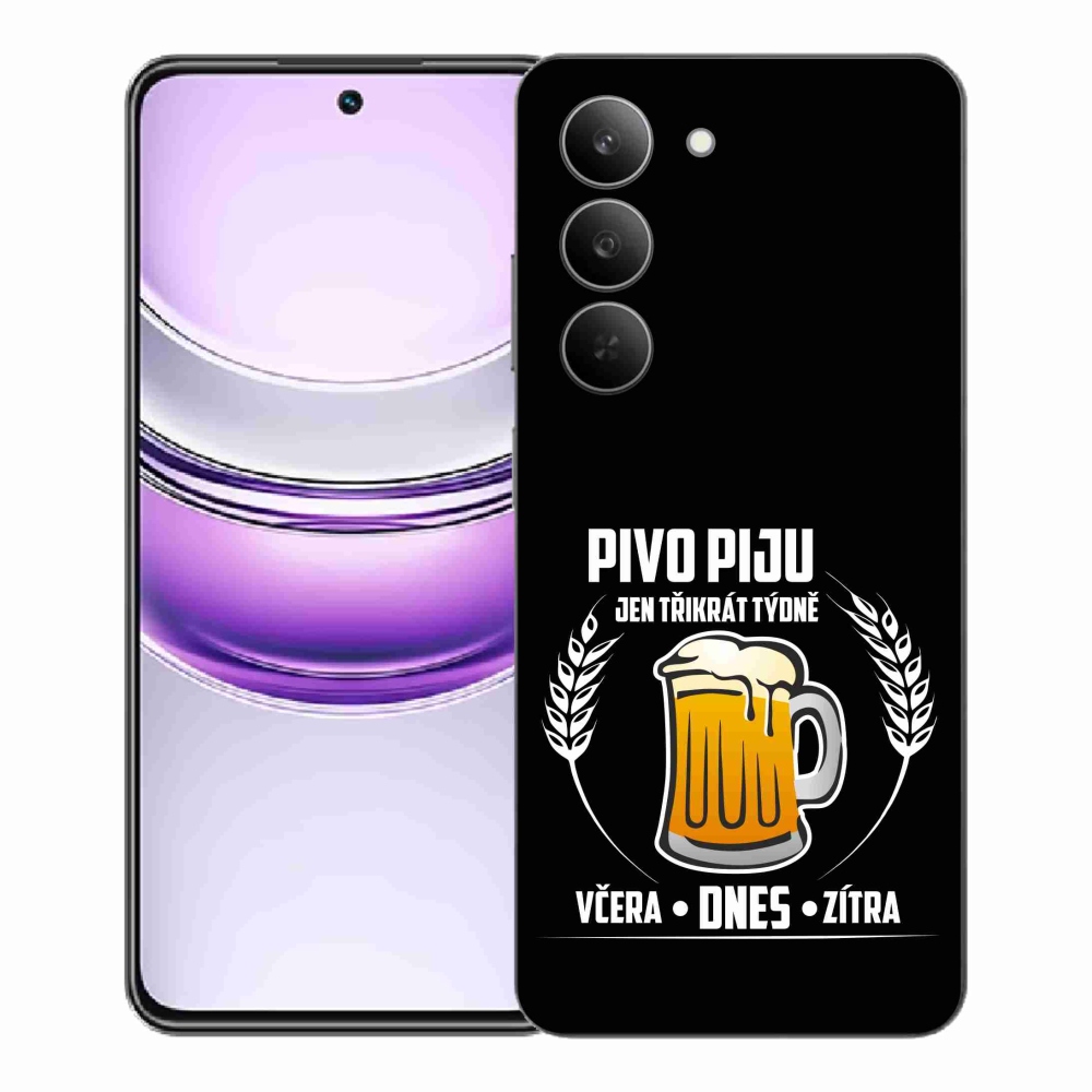 Gél borító mmCase a Realme 14x 5G készülékhez - sör motívum fekete háttérrel