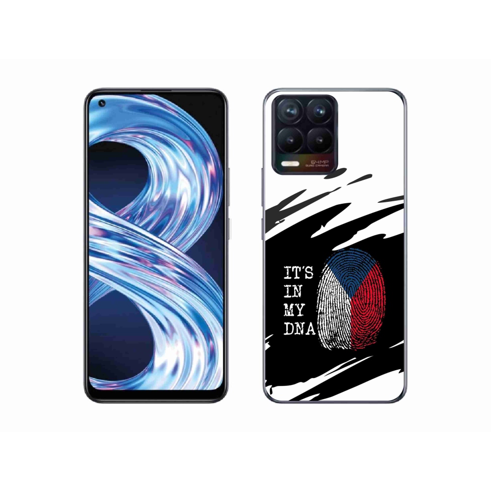 Gél borítás mmCase a Realme 8 Pro-n - zászlós ujjlenyomat fekete és fehér háttérrel