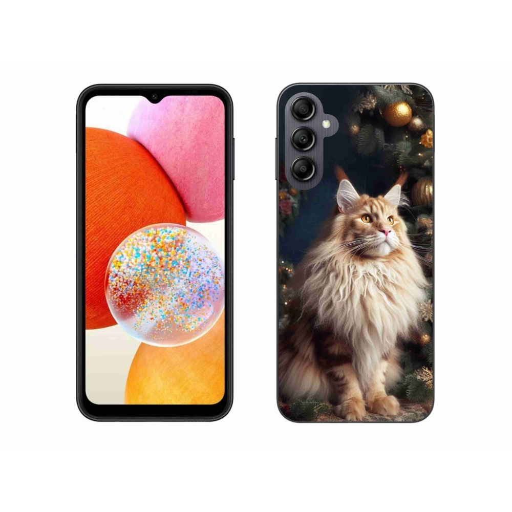 Gél borítás mmCase Samsung Galaxy A14 4G/5G - macska a fánál - Samsung Galaxy A14 4G/5G tok